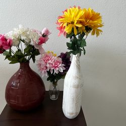 Flower vases with flowers