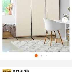 Beige 3-Panel Room Divider