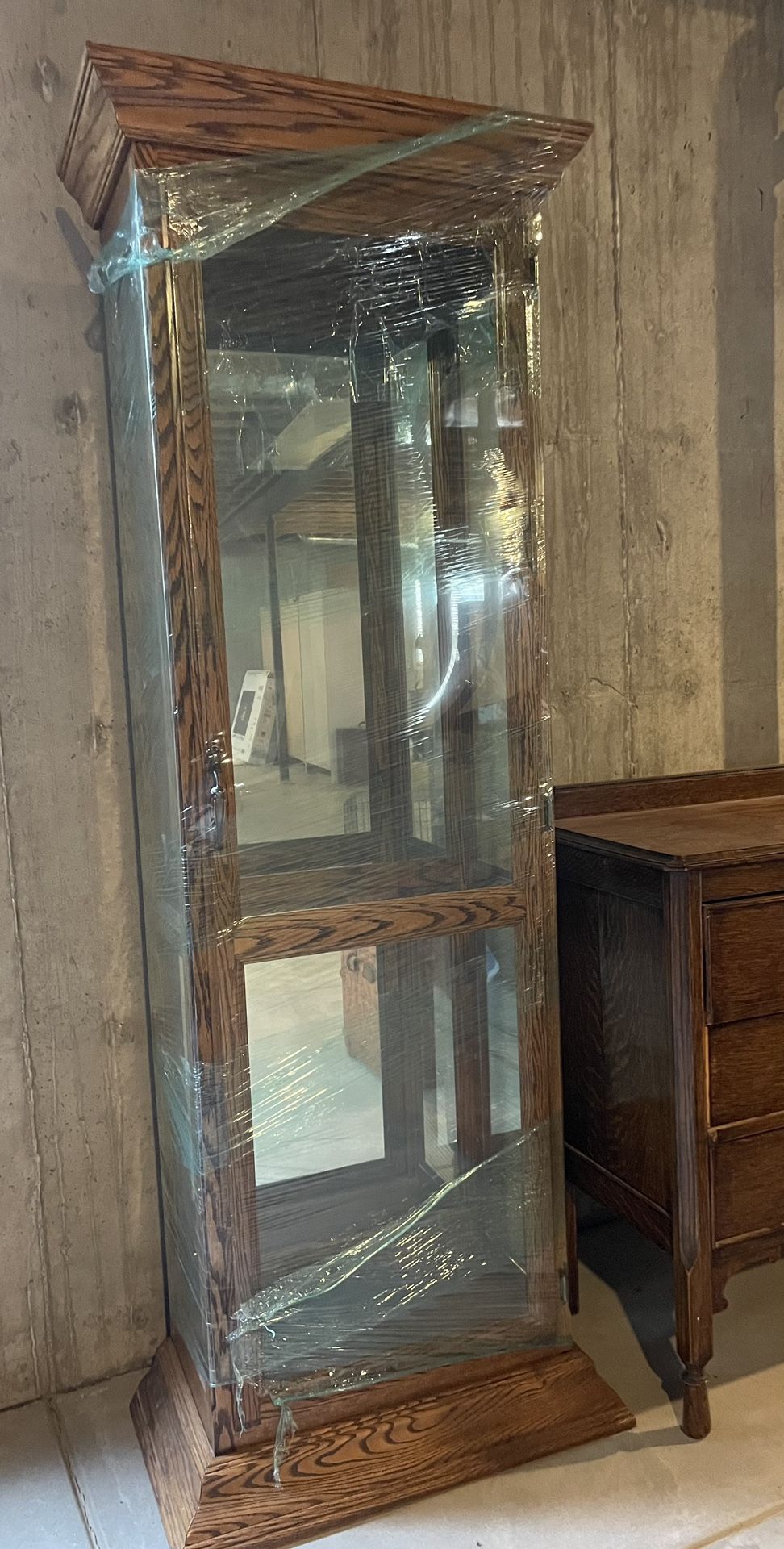 Lighted curio cabinets/trophy case with glass shelves
