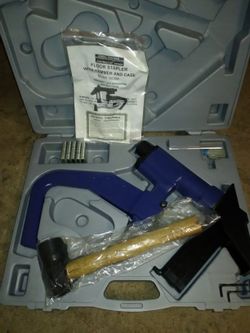 Floor stapler with hammer and case