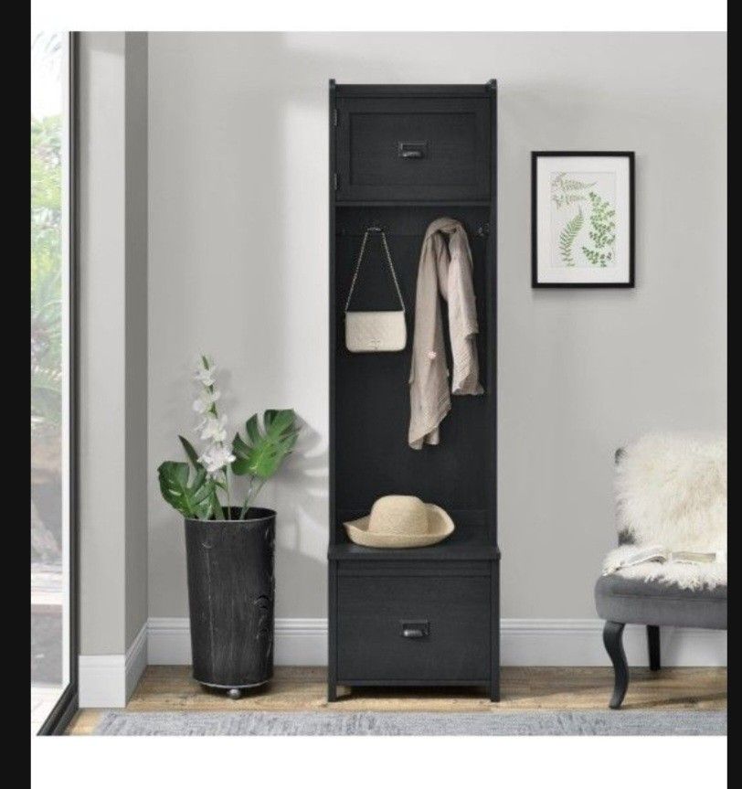 Ameriwood Home Farmington Entryway Storage Cabinet, Black Oak