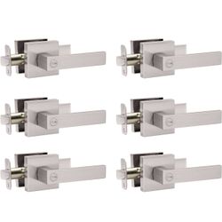 AIKKIL Interior Door Handle Satin Nickel Door Knob Keyless Levers Set (6 Pack)