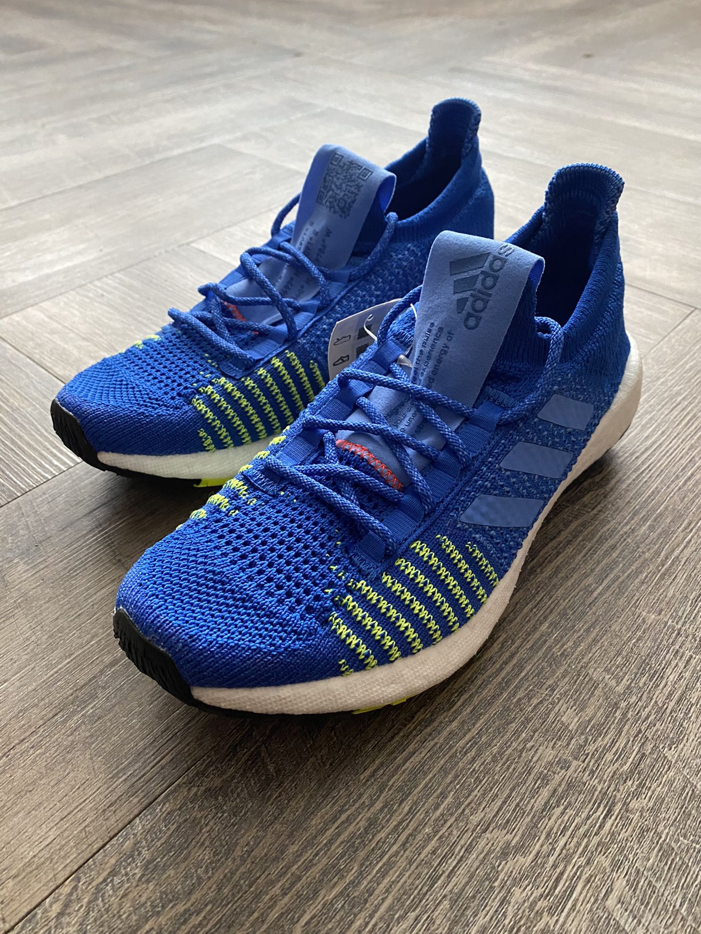 Adidas Pulse Boost HD Shoes Running Blue Solar Yellow Kids Size 6 EF0920