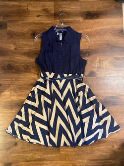 Black Chevron Sleeveless Belted Dress