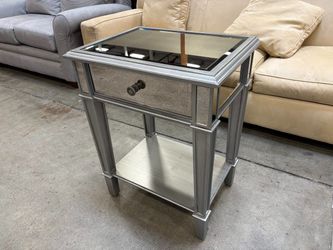 PIER 1 IMPORTS Single Drawer 2 Tier Nightstand with Aged Mirror Facade