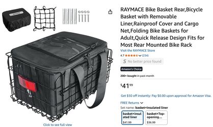 Bike Basket with Removable Liner