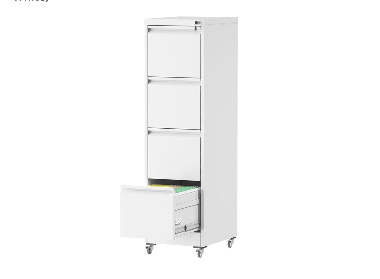 File Cabinet with Lock, 4 Drawers Filing Cabient with Wheel, Steel Vertical Filing Storage Cabinet for Home Office, Heavy-Duty File Cabinets (EF6)