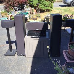 Yamaha RX-V485 5.1-Channel Receiver + 5 Klipsch Speakers, F2 Floorstanding, 1 Center, 2 Surround Speakers 