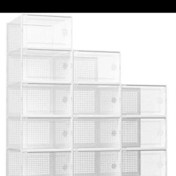 XX-Large Shoe Storage Boxes Organizers Clear Plastic Stackable 12 Pack, Shoe Rack & Holdert