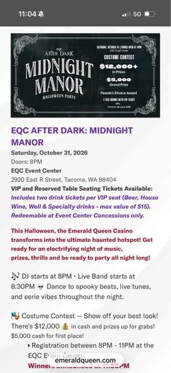 Eqc Halloween tickets for event