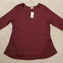 Womens Live & Let Live Long Sleeve Shirt Size 1X Burgundy