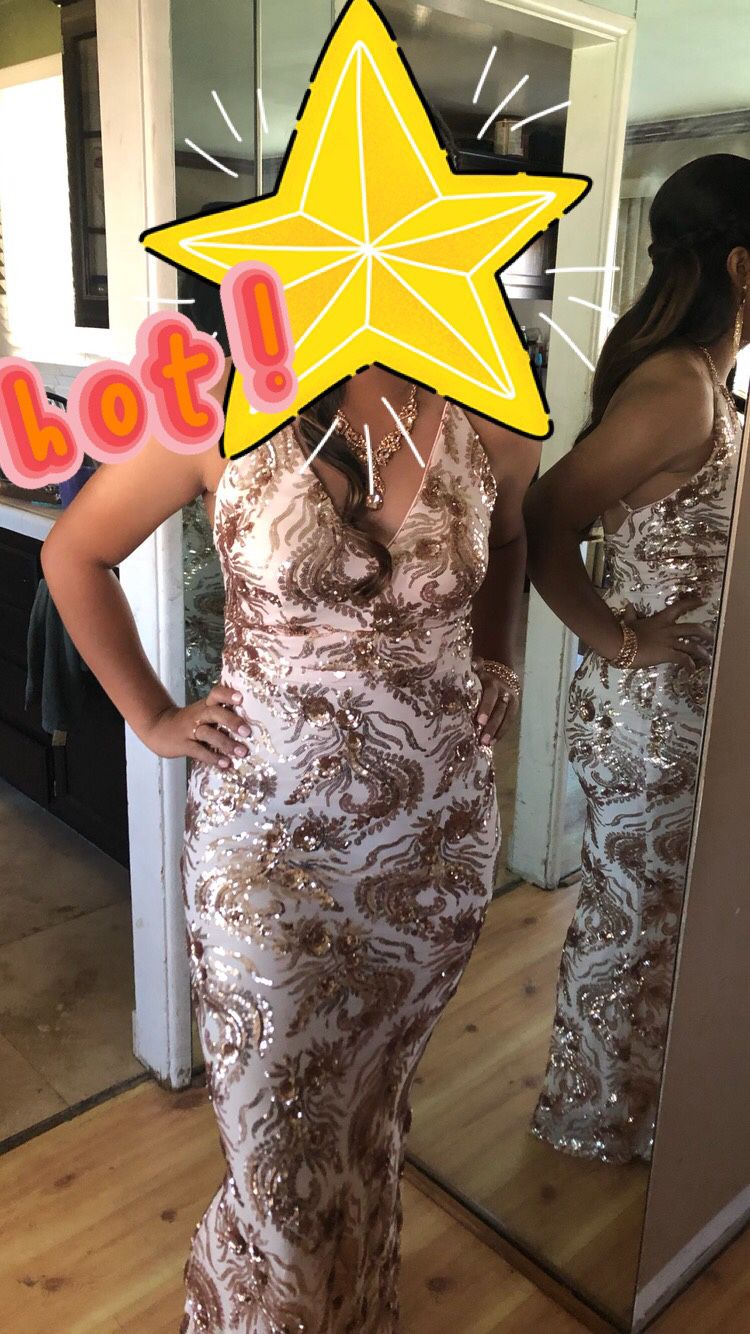 Rose Gold prom dress!!