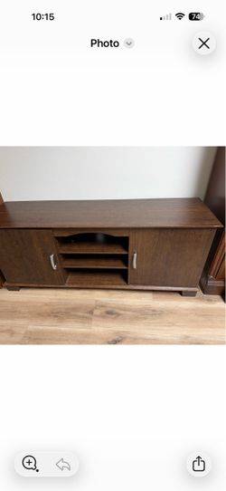 Dark Brown Wood TV Stand with Cabinet Doors