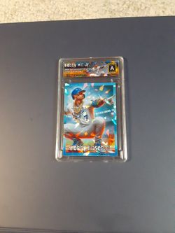 2024 Bobby Witt Jr. Slab Blue Cracked Ice REFRACTOR Original Art Novelty Card 