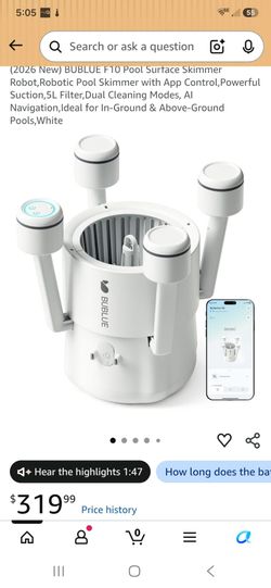White BUBLUE F10 robotic pool surface skimmer