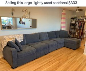 Blue sectional with chaise