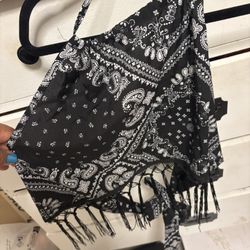 Medium Fringed-bandana Top Tie Back  M