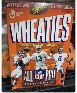 Vintage 1996 Wheaties NFL All-Pro Quarter Backs Cereal Box (Marino Elway Aikman) Unopened
