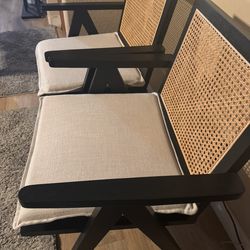 Rattan Linen Chairs (2)