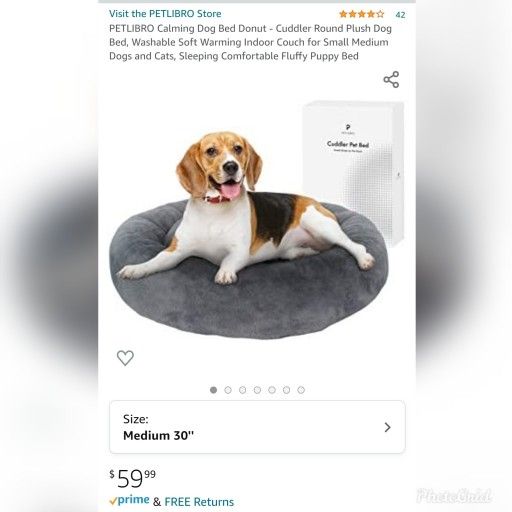 PETLIBRO Calming Dog Bed Donut - Cuddler Round Plush Dog Bed, Washable Soft Warming Indoor Couch for Small Medium Dogs and Cats, Sleeping Comfortable 