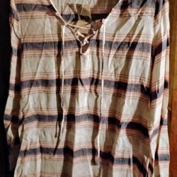 Miken Swim Long Sleeve Shirt Hooded Cotton Cover Up Size L