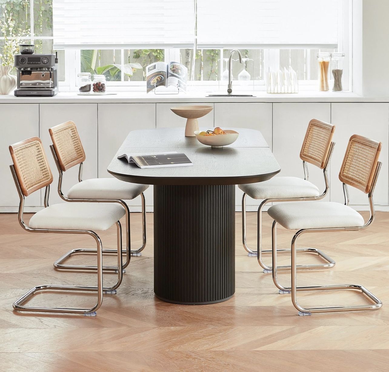 White Rattan Dining Chairs