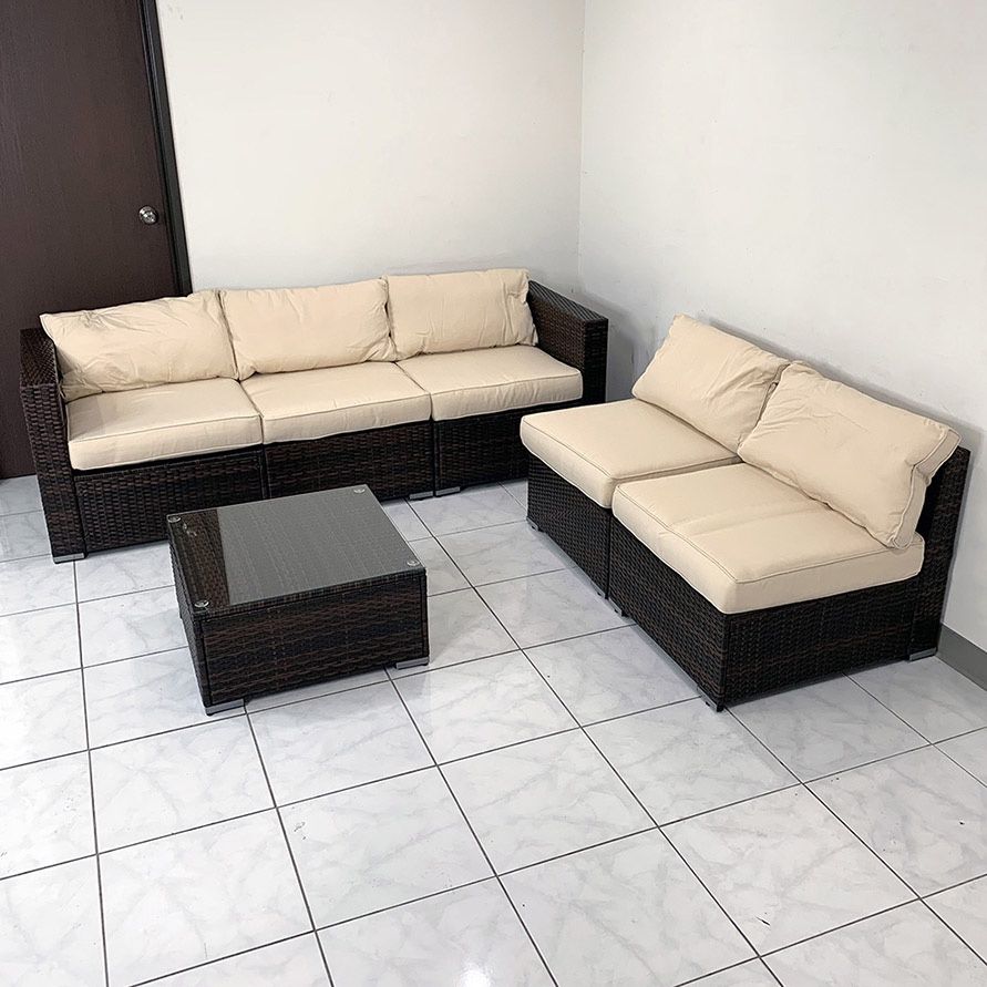 (New) $395 Outdoor Patio Furniture Set 6pcs Wicker Rattan Sectional Sofa