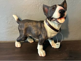 BULL TERRIER Dog Resin Figurine. Lifelike. Detailed. Approx. 14x12. Pre Owned.