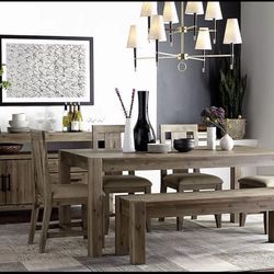 Macys Farm Dining Room Table, Chairs, And Bench 