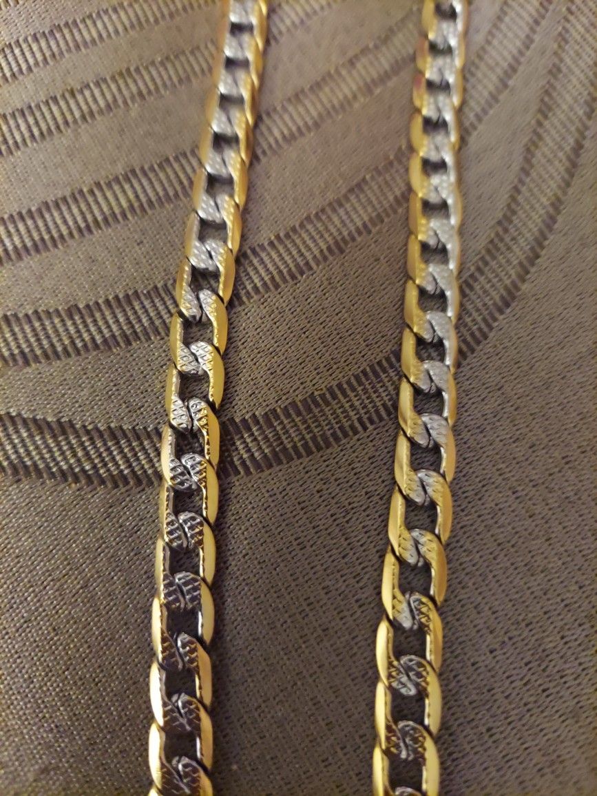 New Stainless Steel Two Tone Silver And Gold 8mm 23in Mpu Serious Buyer Please Dont Deliver Cash Only