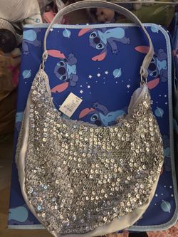 Silver Sequin Hobo Shoulder Bag