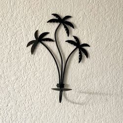 Black Metal Sconce candle Holder With Palm Trees