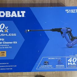 KOBALT 40v MAX BRUSHLESS 600 PSI Power Cleaner Kit