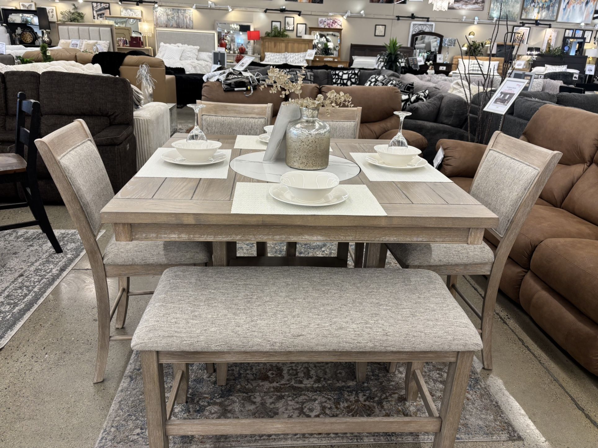 Dining Table, 4 Chairs And Bench