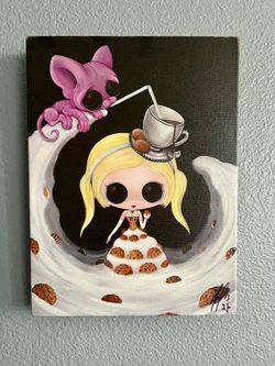 Original Signed Canvas Painting – Alice in Wonderland Art