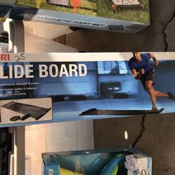 NEW SPRI Slide Board With End Stops, Sliding Booties, Mesh Bag & Exercise Guide NIB