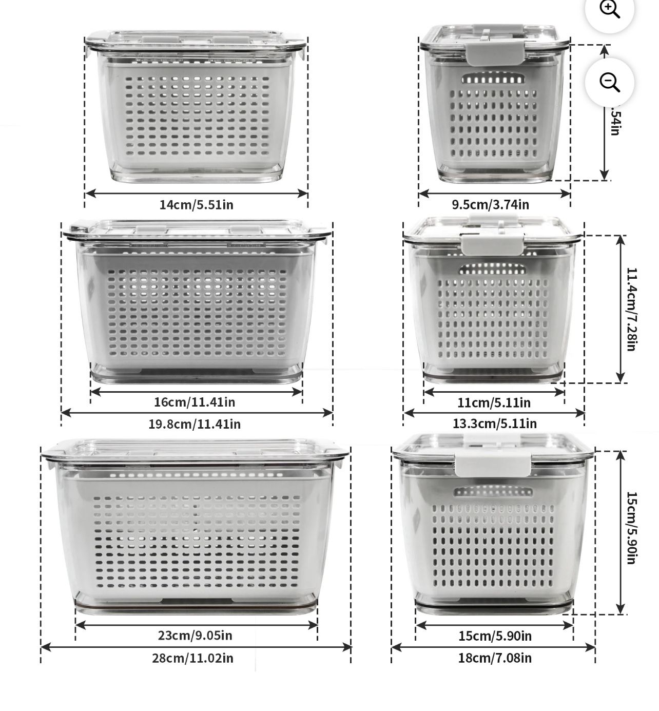 3 Pack Containers with Vents,- In Gray