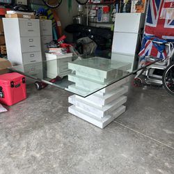 Dining Table Glass Marble 
