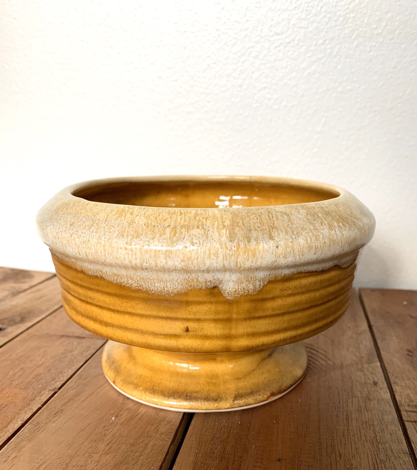 • vintage ceramic planter pot orange drip •