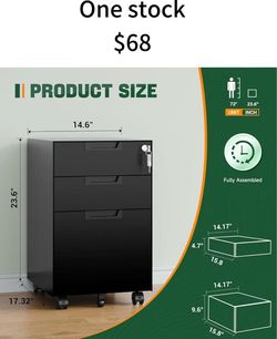 😀 3 Drawer Mobile File Cabinet with Lock,Under Desk Metal Small Filing Cabinets for Home Office Organizer Letters/Legal/A4, Black