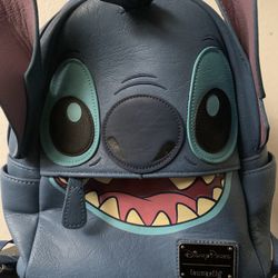 Disney Parks Stitch Loungefly Backpack with Stitch Keychain
