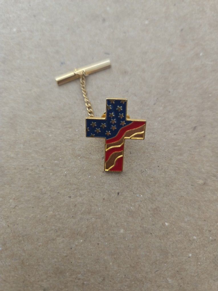 American Flag Cross Tie Pin