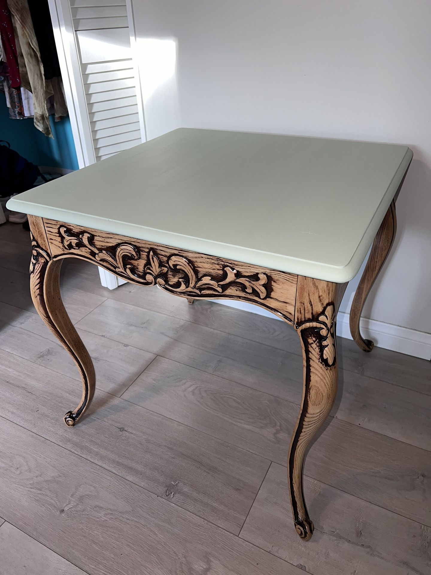 Refinished Sage Green Console Table