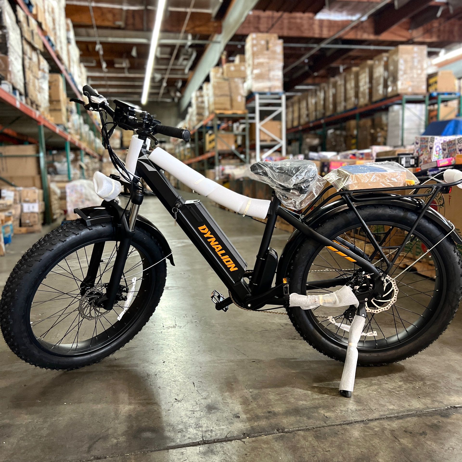 NEW Black and Orange Fat Tire Mountain Electric Bike, 26 in Electric Bike, Adult City Electric Bike