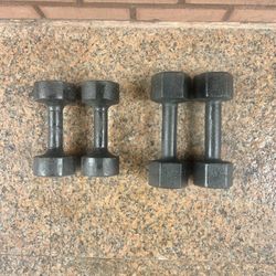 Hex Metal Dumbbells Weights Total 44 Pounds..2 X 10 lbs…..2 X 12 lbs…