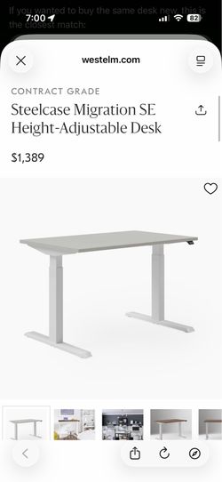 Steelcase Migration SE Sit-to-Stand Height Adjustable Desk