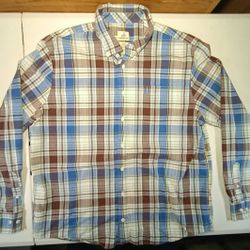 Johnnie-O Hangin Out JESSE Deep Water Plaid Button-up Shirt SZ XL Surfer Skater 