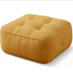 Mustard Yellow Corduroy Floor Pouf Ottoman