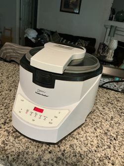 Deni Combo-Cooker shown in the image is a versatile 6-quart multicooker that functions as a deep fryer, steamer, slow cooker roast, and rice cooker