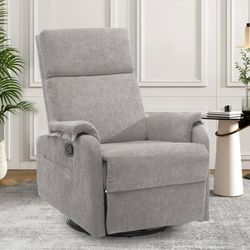 New-Korser Swivel Rocker Recliner Chair for Small Spaces Chenille for Living Room,Grey